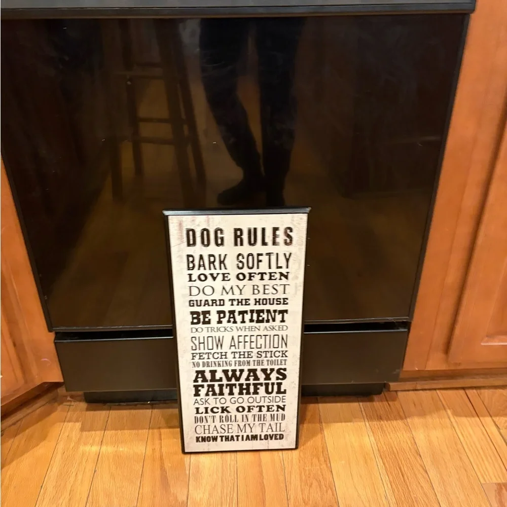 Source Unknown Dog Rules Sign - White and Black